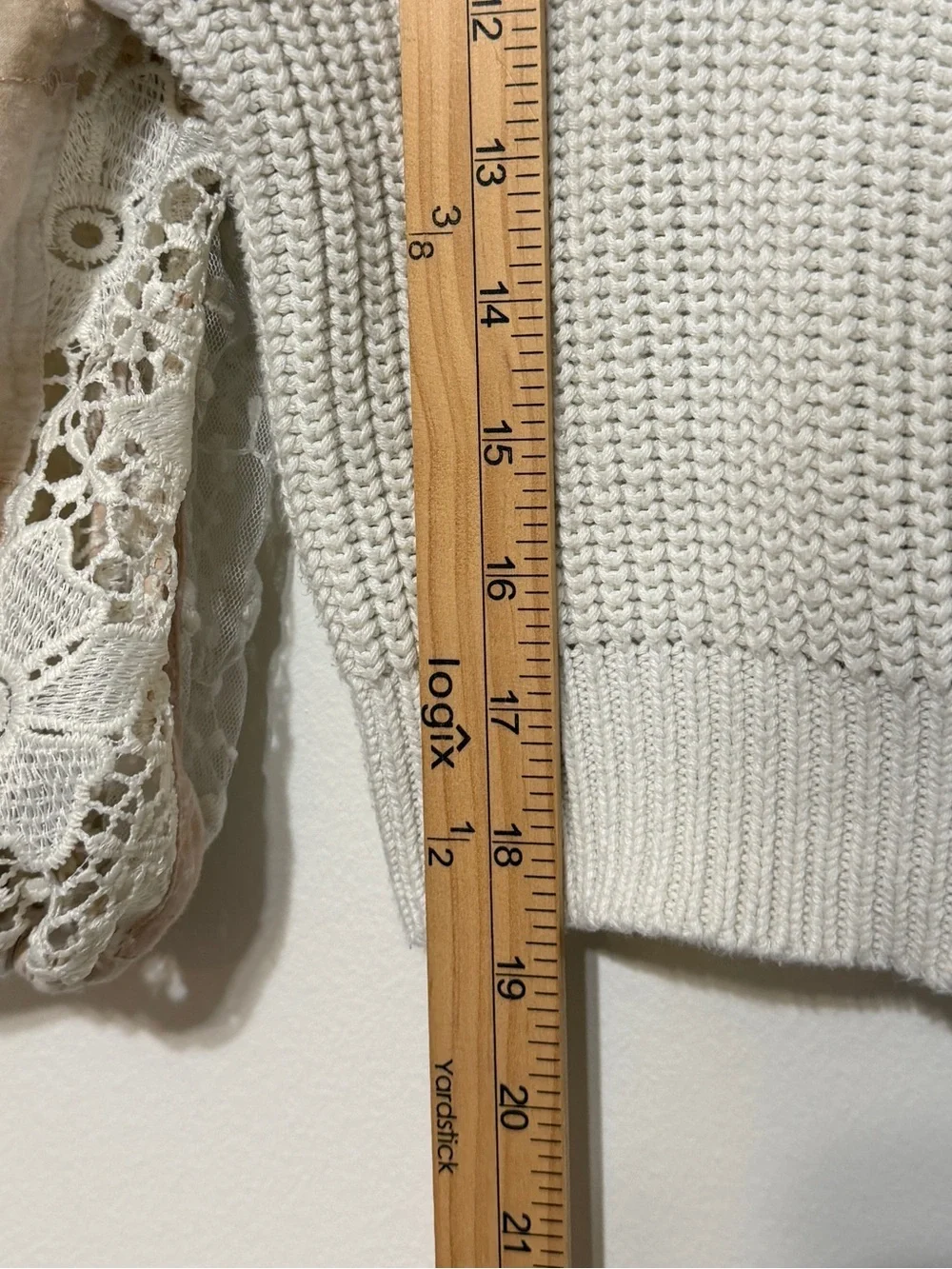 Anthropologie Pilcro Martine Peasant-Sleeve Sweater Boho Blush Medium Patchwork